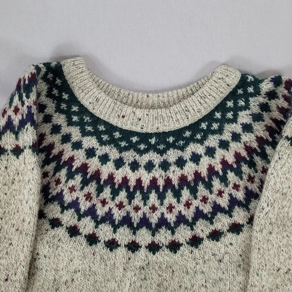 Vintage Northern Reflections Fair Isle Wool Sweater Large Nordic Knit Pullover - Picture 13 of 15